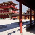 Ancient buildings of Chinese temples and temples 3d model