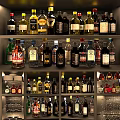 Modern Black Wine Cabinet Interior Design With Wine Bottles Glasses Bar Tools And Wine Racks