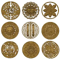 Chinese style door handle carved handle door handle 3d model
