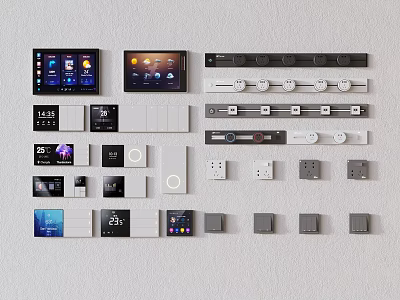 Smart Home Switch Panels With Various Modern Designs Digital Displays And Color Options 3d model