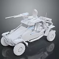Off Road Military Vehicle With Mounted Machine Gun Radar Antenna And Large Wheels