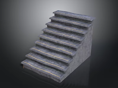 Architectural Concrete Staircase Structure With Gray Steps And Yellow Edge Lighting 3d model