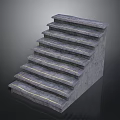 Architectural Concrete Staircase Structure With Gray Steps And Yellow Edge Lighting 3d model