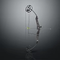 Modern Compound Bow Featuring Pulley System Silver Metal Frame And Bowstring Design 3d model