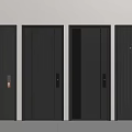 Four Modern Black Security Doors Featuring Stylish Handles And Textured Panels 3d model