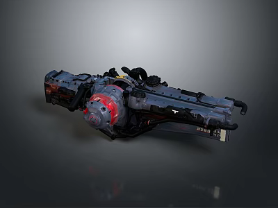 Futuristic Sci Fi Mechanical Weapon With Red Core And Black Armored Structure 3d model