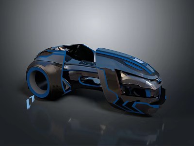 Futuristic Concept Car With Sleek Black Body And Blue Accents Open Top Design 3d model