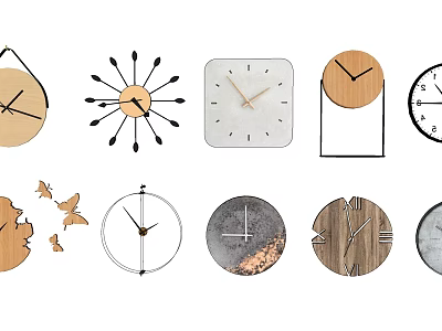 Various Stylish Wall Clocks With Different Designs And Shapes For Home Decor 3d model
