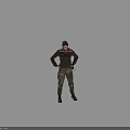 Video Game Movie Character Wearing Helmet Jacket And Tactical Pants With Hands On Hips