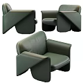 Modern Green Leather Accent Chair With Unique Armrest And Minimalist Design Style
