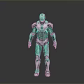 Black Iron Man Armor Figure With Blue Accents Standing Pose Design