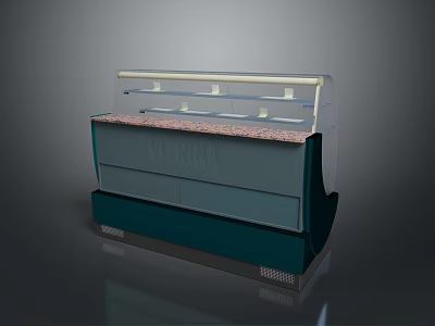 Modern Commercial Display Cabinet With Transparent Glass Top Marble Countertop And Green Body 3d model