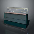 Modern Commercial Display Cabinet With Transparent Glass Top Marble Countertop And Green Body