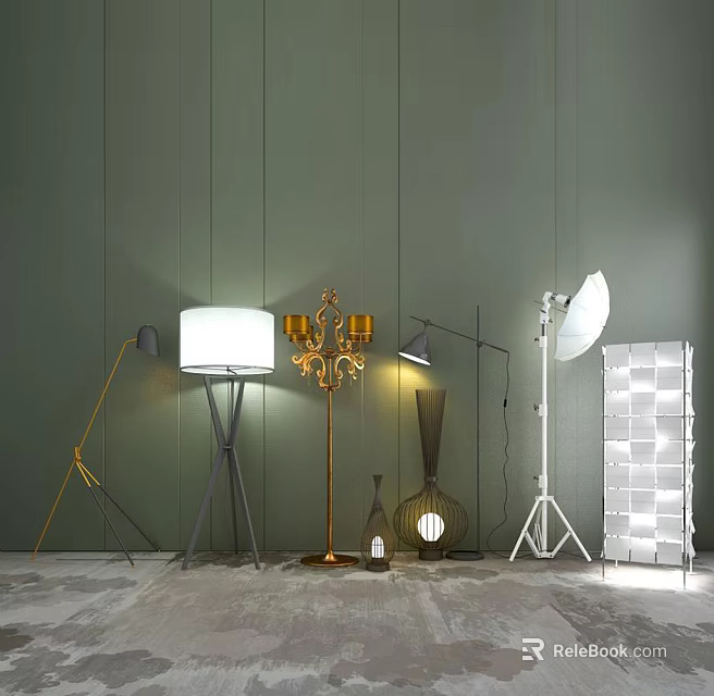Unique Shaped Floor Lamps With Various Modern Designs For Home Interior Decoration 3d model 