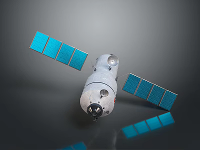 Satellite Spacecraft Equipment With Blue Solar Panels And Metallic Structure 3d model