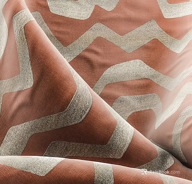 Brown And White Zigzag Patterned Fabric With Textured Design And Soft Texture 3d model 