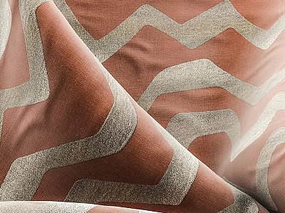 Brown And White Zigzag Patterned Fabric With Textured Design And Soft Texture 3d model