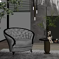 Elegant Lazy Sofa In Modern Living Room With Side Table Decorations Fireplace And Plants