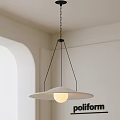 Modern Minimalist Pendant Light With Circular White Lampshade And Hanging Chain