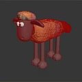 Gray Sheep Cartoon Character With Colorful Hat Yellow Outfit And Pink Patterns