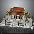 Ornate Traditional Thai Temple Architecture With Red Green Yellow Roof White Walls And Spires