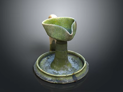 Vintage Green Ceramic Lighting Combination With Handcrafted Base And Decorative Design 3d model