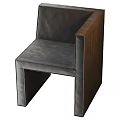 Modern Minimalist Leisure Chair With Black Leather Seat And Brown Wooden Frame