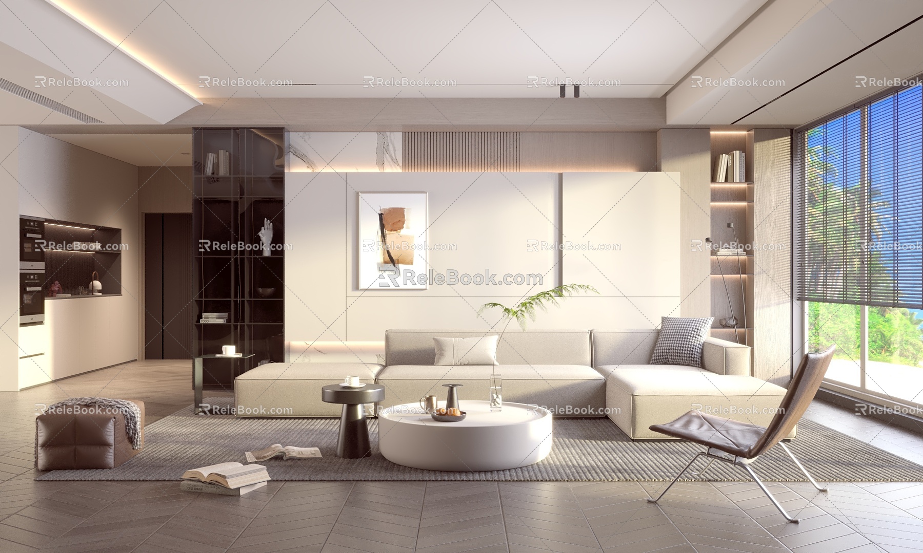 Modern Simple Light Luxury Home Living Room Sofa Coffee Table Combination 3d model