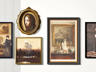 Various Art Frames With Portrait Landscape And Still Life Paintings 3d model