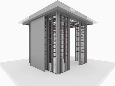 Modern Pavilion Structure With Grille Design And Gray Roof Top 3d model