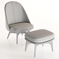Modern Black Leather Leisure Chair With Wooden Legs And Matching Ottoman