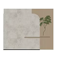 Modern Minimalist Wall Decor With Wooden Shelf And Green Plant