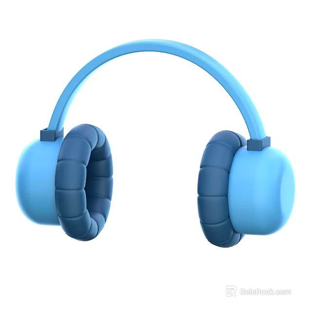 Blue Over Ear Headphones With Padded Ear Cups And Comfortable Design 3d model 