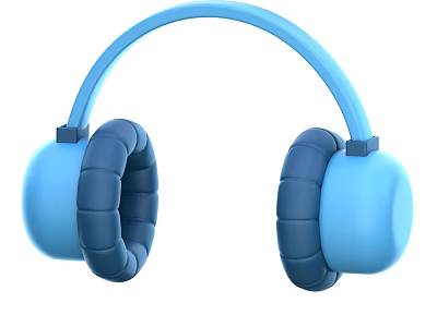 Blue Over Ear Headphones With Padded Ear Cups And Comfortable Design 3d model