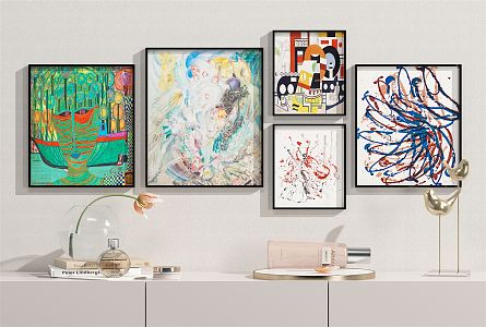 Modern Abstract Painting Abstract Hanging Painting Combination Ornaments 3d model