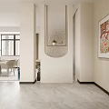 Modern Dining Living Room Interior With Sofa Dining Table Chairs And Decorative Artwork