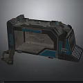Sci Fi Mechanical Structure With Black Blue Metallic Control Panel And Hatch Door