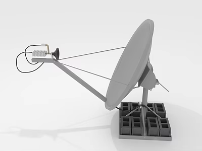 Satellite Dish Antenna With Mounting Arm Feed Horn And Stable Base 3d model