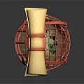 Household Items In Red Metal Mesh Basket With Yellow Cloth Roll Green Bottle Yellow Balls