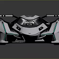 Futuristic Concept Race Car with Sleek Aerodynamic White Body Black Accents Rear Wing Sporty Wheels