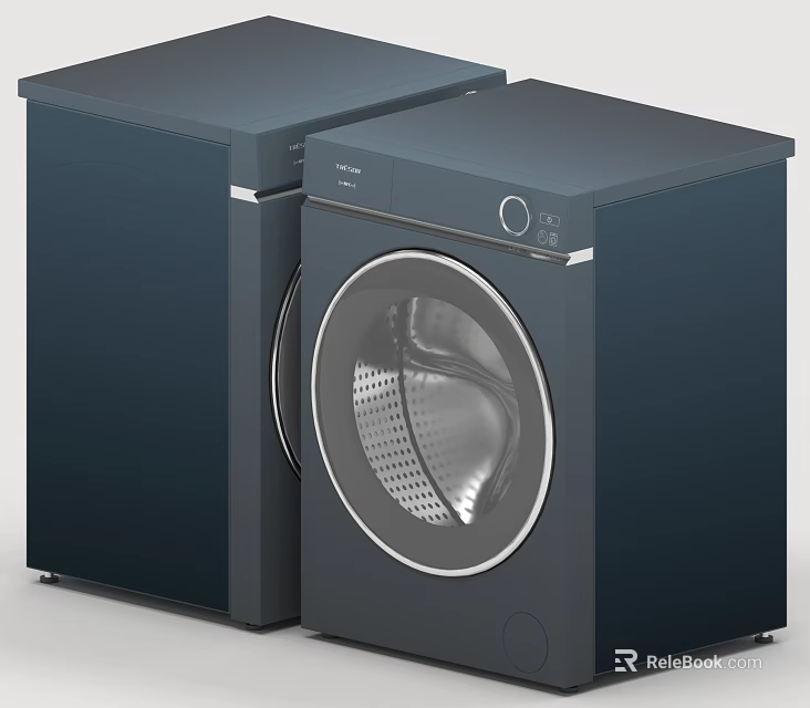 Modern Navy Blue Washing Machine And Dryer For Home Laundry Appliances 3d model 