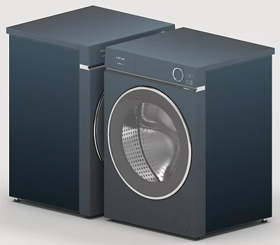 Modern Navy Blue Washing Machine And Dryer For Home Laundry Appliances 3d model