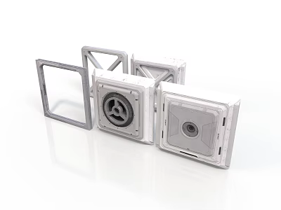 Light Gray Modular Scene Components With Square Frames And Hole Panels 3d model