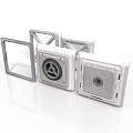 Light Gray Modular Scene Components With Square Frames And Hole Panels