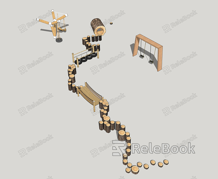 Modern play equipment children's wooden pile road model