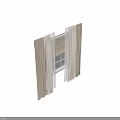 Neutral Beige Textured Curtains With Sheer White Panels And Grid Window