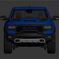 Blue Pickup Truck With Modern Front Grille Cargo Bed And Off Road Tires