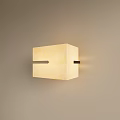 Modern Minimalist Square Wall Lamp With Beige Stone Texture And Metal Stripe