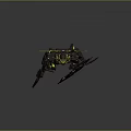 Game and Movie Character Robot With Yellow Winged Structures Dark Brown Armor Holding Weapon Shield