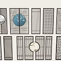 Traditional Room Divider Screens With Circular Decor Lattice Patterns And Various Styles 3d model